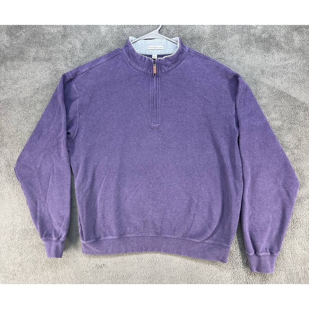 peter millar purple 1/4 zip pullover embroidered quail on back Sz XL